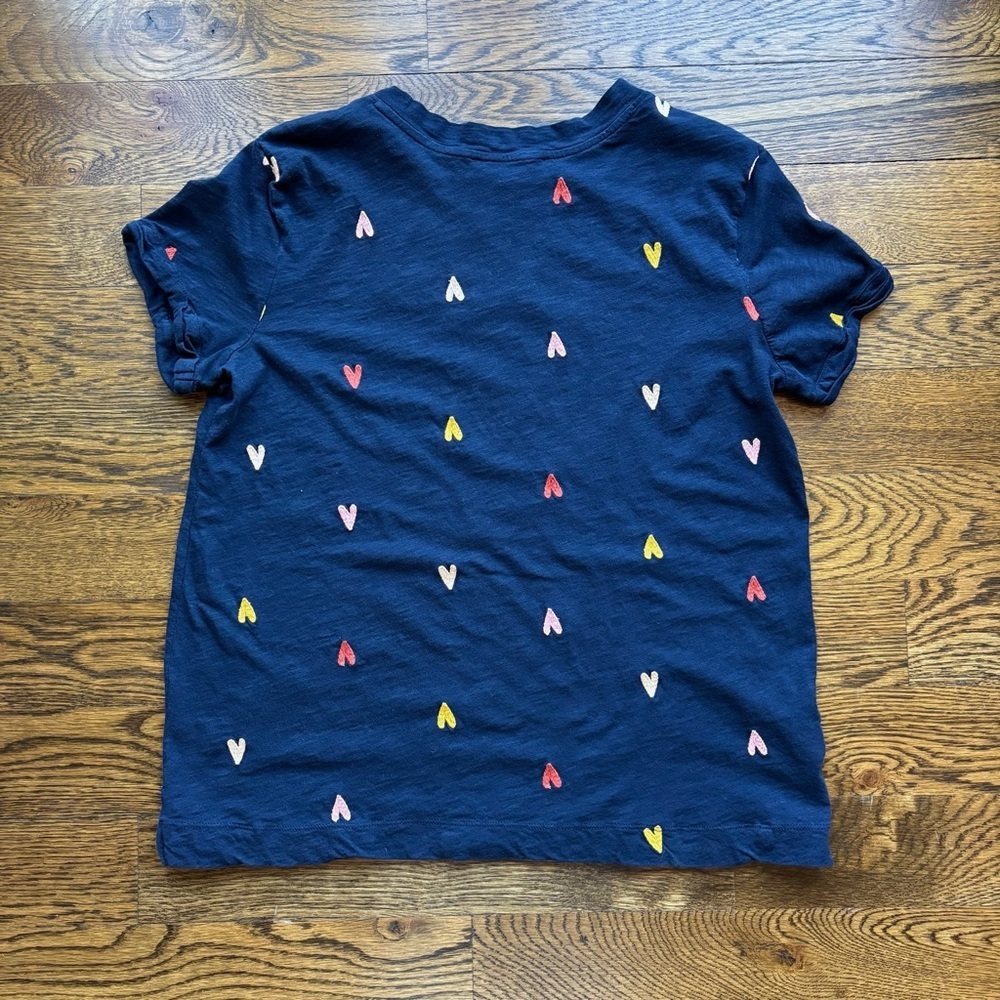 LOFT Navy Heart Print Short Sleeve Tee | Women’s Medium - Picture 3 of 3